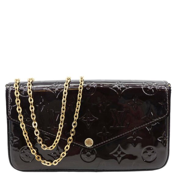 Louis Vuitton  Felicie Pochette Monogram Vernis Shoulder Bag Amarante - Picture 1 of 14